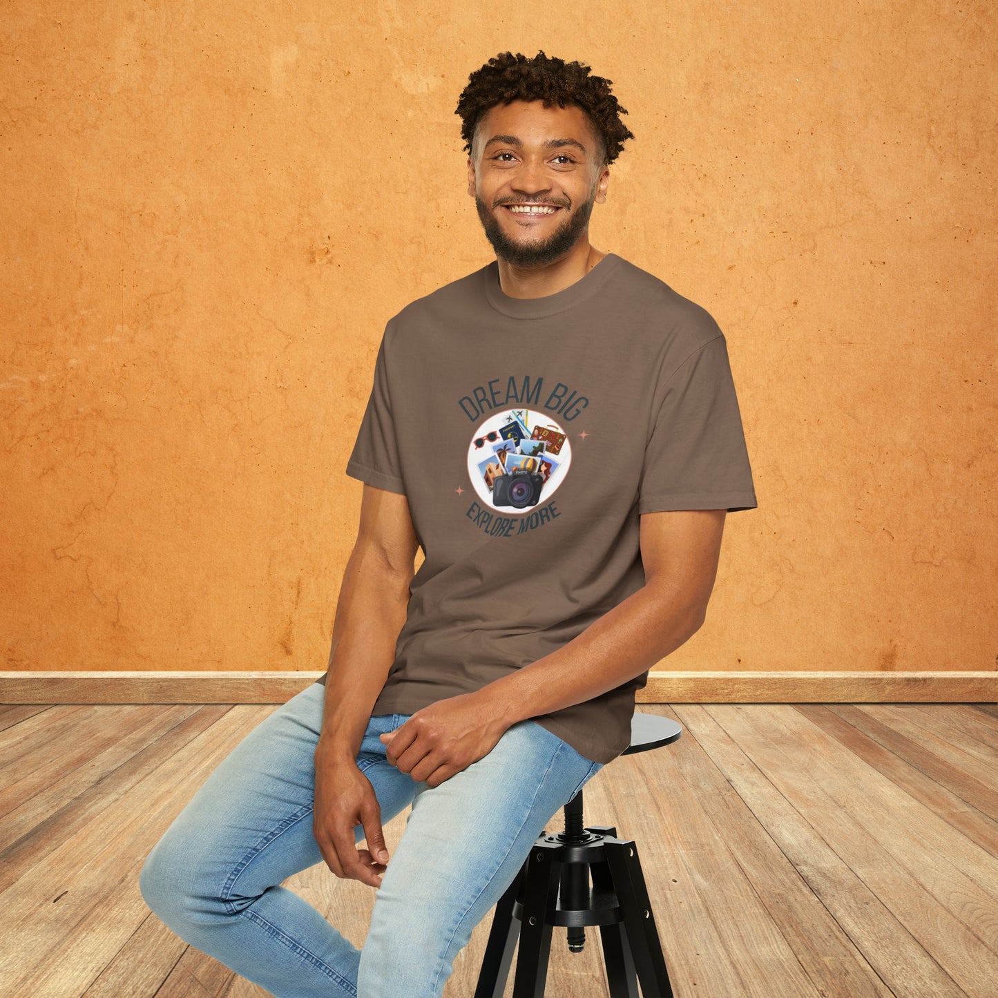 Dream Big Explore More Travel More Gift T-Shirt Unisex Garment-Dyed T-shirt