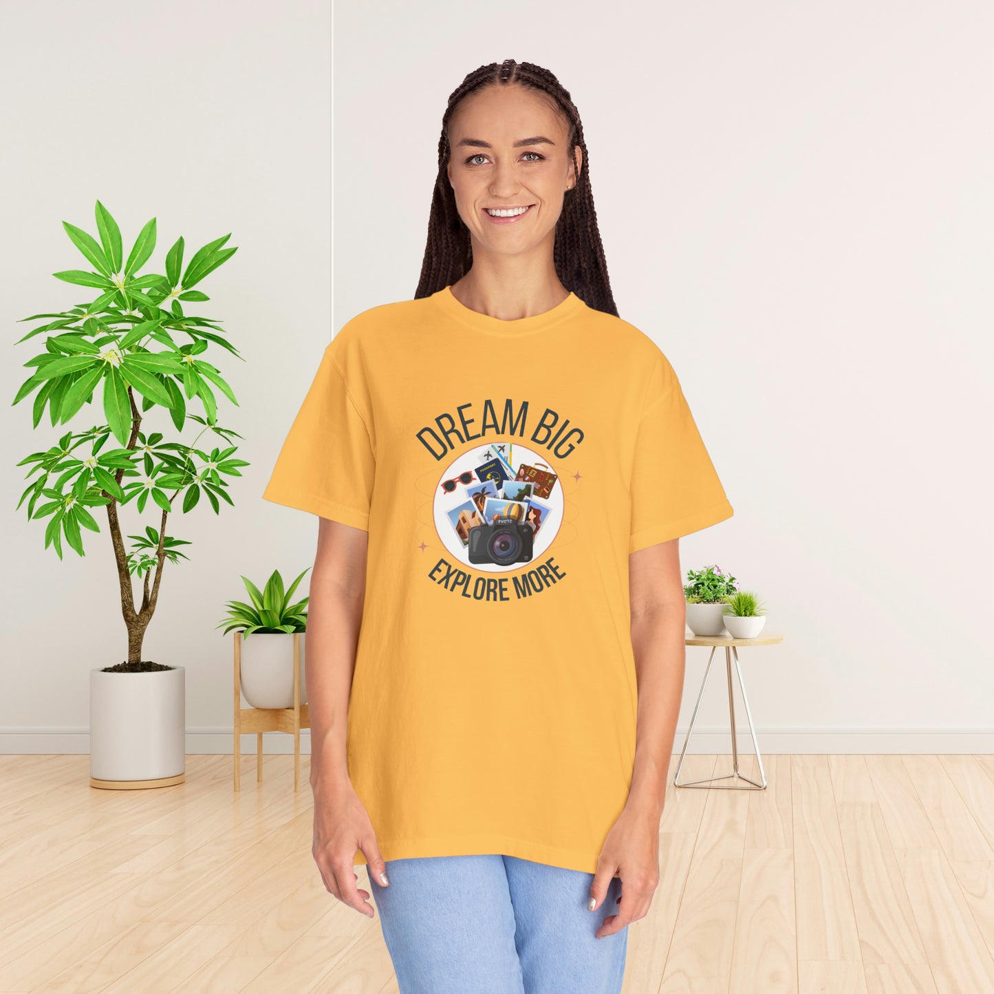 Dream Big Explore More Travel More Gift T-Shirt Unisex Garment-Dyed T-shirt