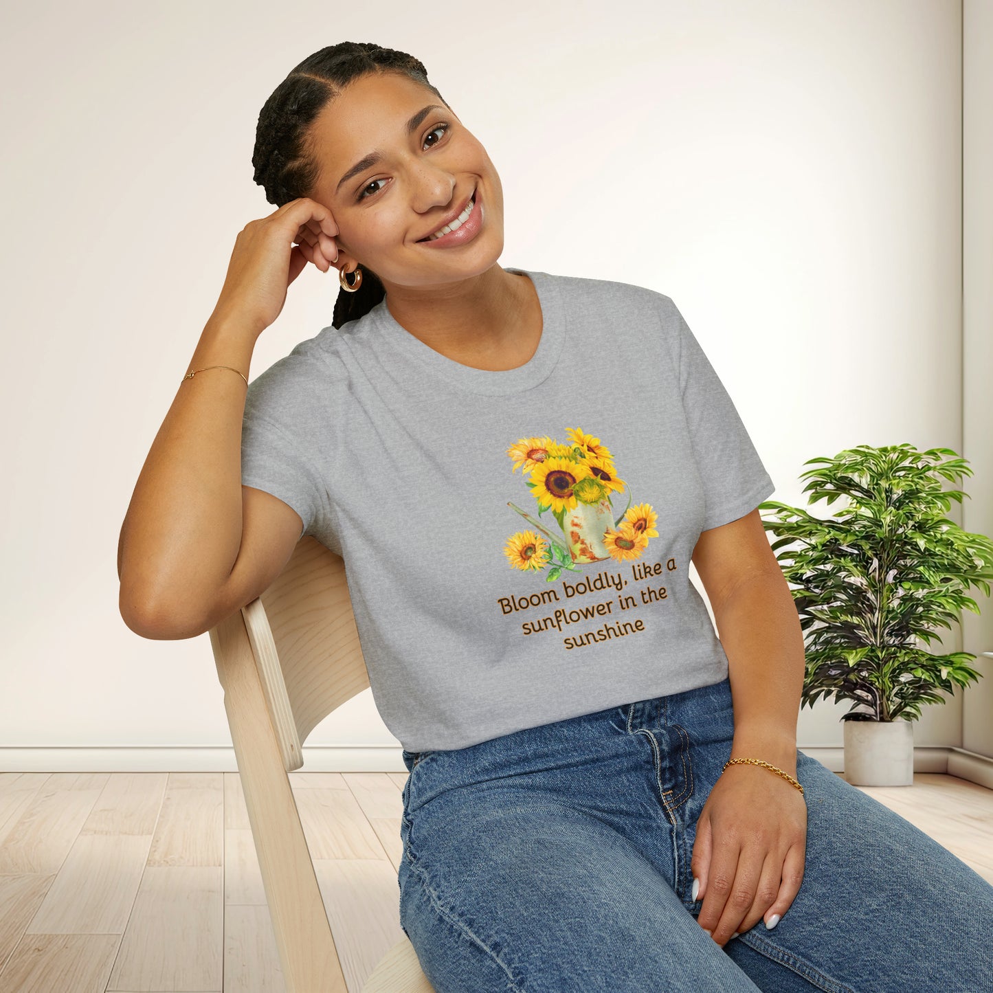 Inspirational T-Shirt Gift Bloom Boldly Sunflower Motivational Shirt