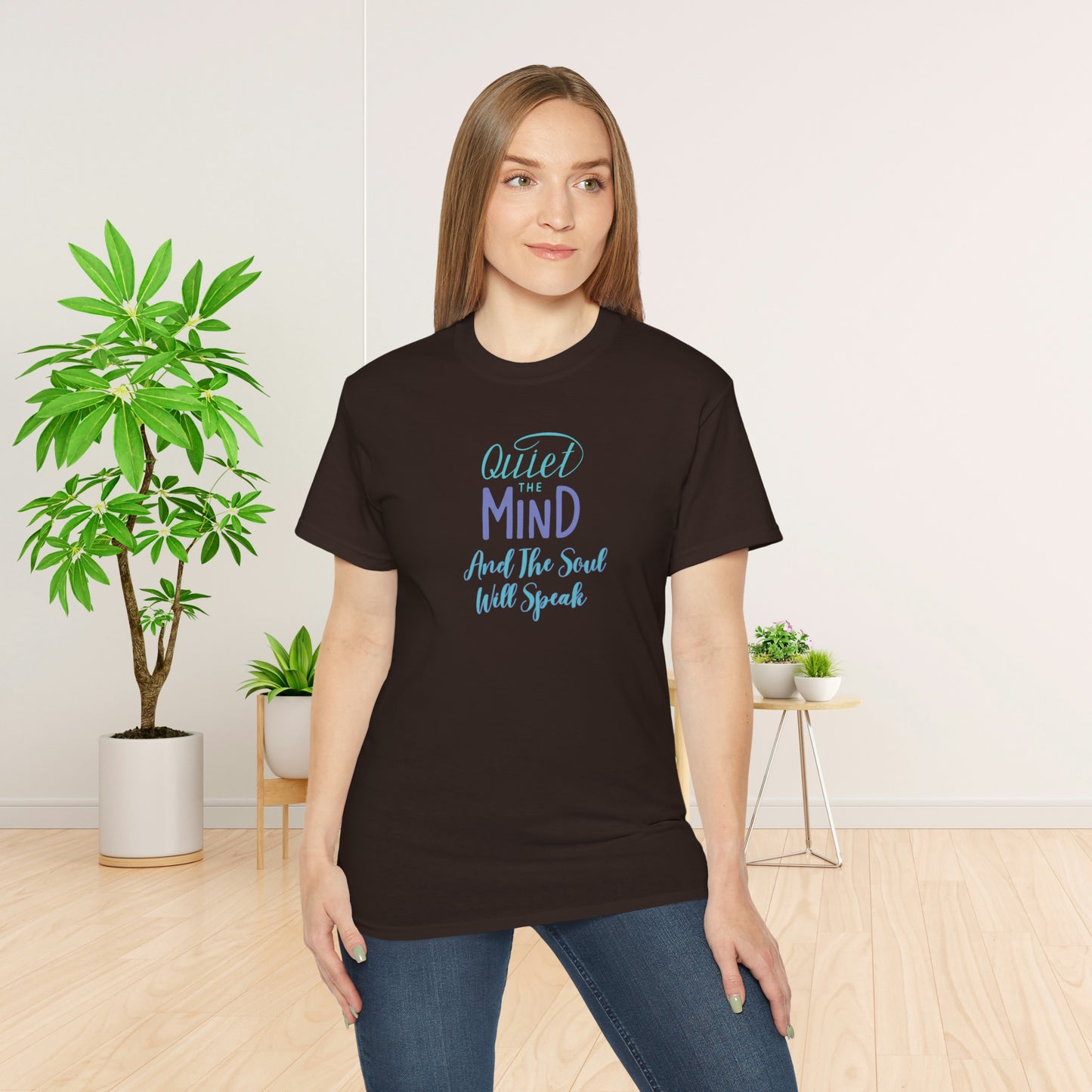 Motivational T-Shirt Gift Meditation Quote Gift Quiet the Mind, Let the Soul Speak T-shirt Ultra Cotton Tee