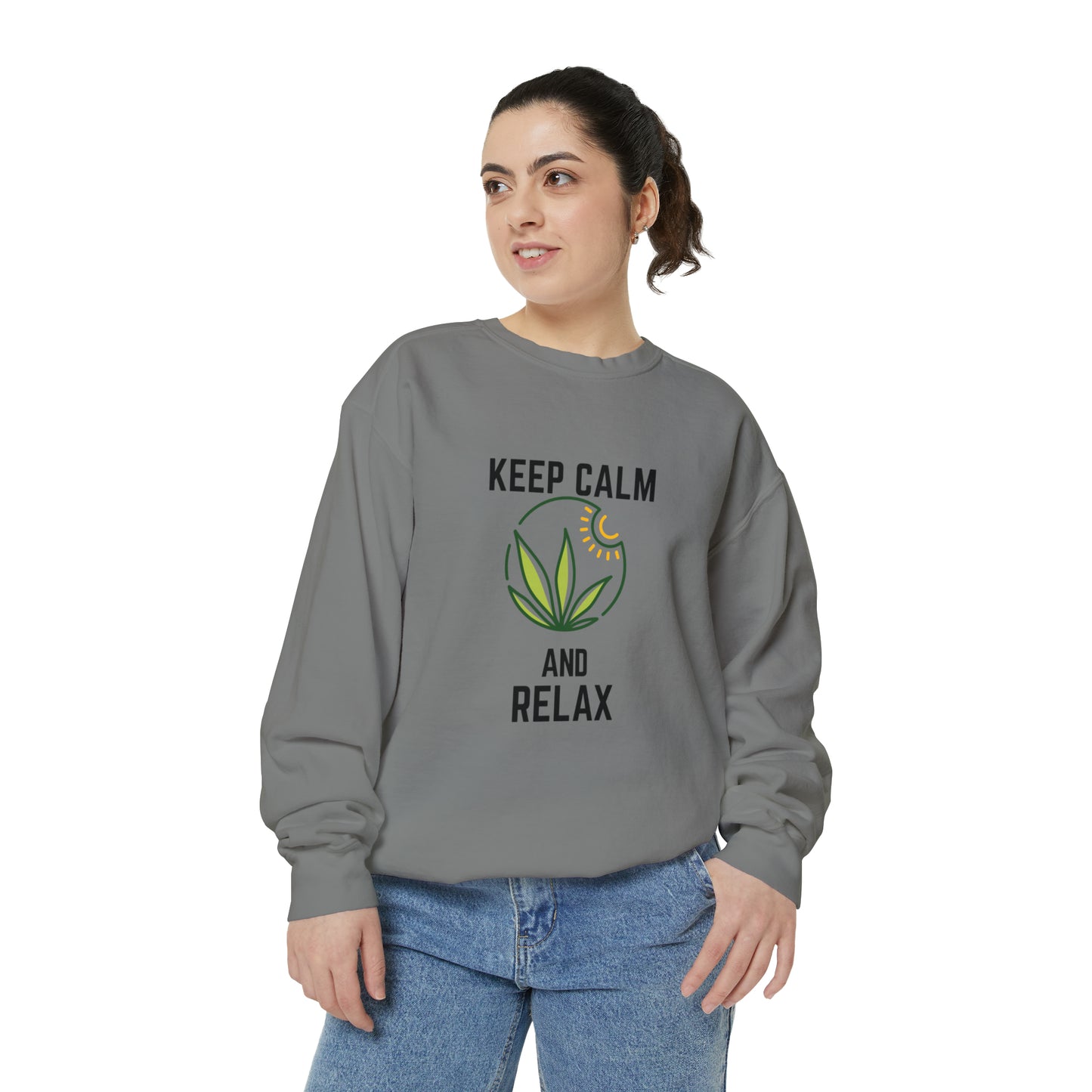 Keep Calm and Relax Cannabis Garment-Dyed Sweatshirt