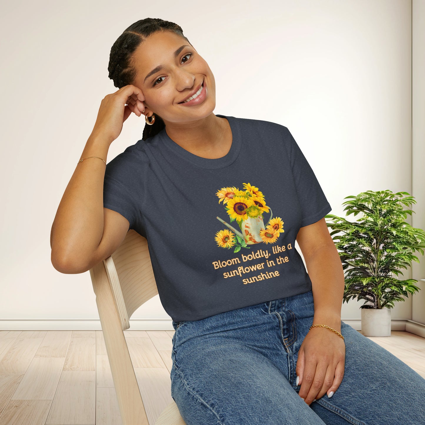 Inspirational T-Shirt Gift Bloom Boldly Sunflower Motivational Shirt