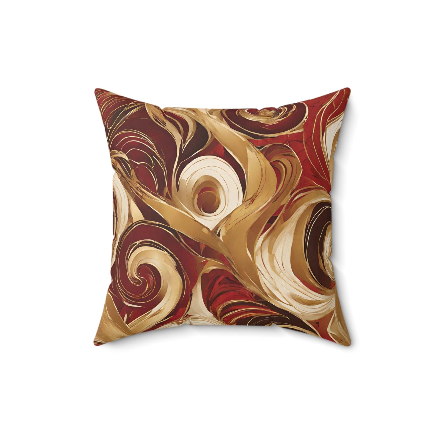 Red Gold Swirl Boho Faux Suede Pillow