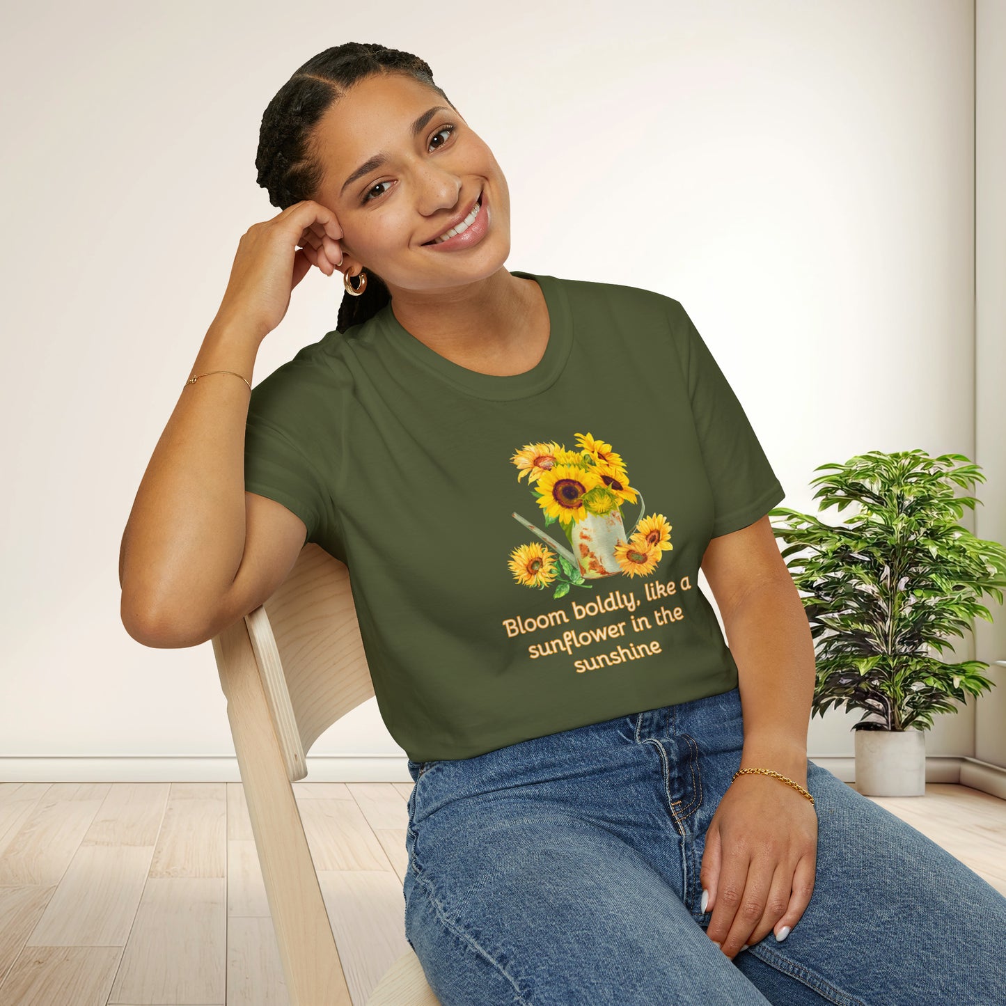 Inspirational T-Shirt Gift Bloom Boldly Sunflower Motivational Shirt