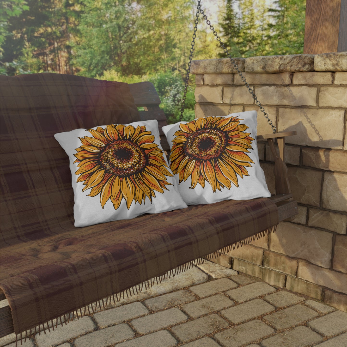 Sunflower Outdoor Pillows, Patio Decor, Housewarming Gift