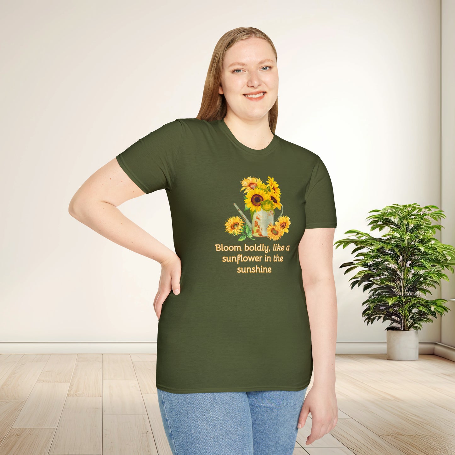 Inspirational T-Shirt Gift Bloom Boldly Sunflower Motivational Shirt