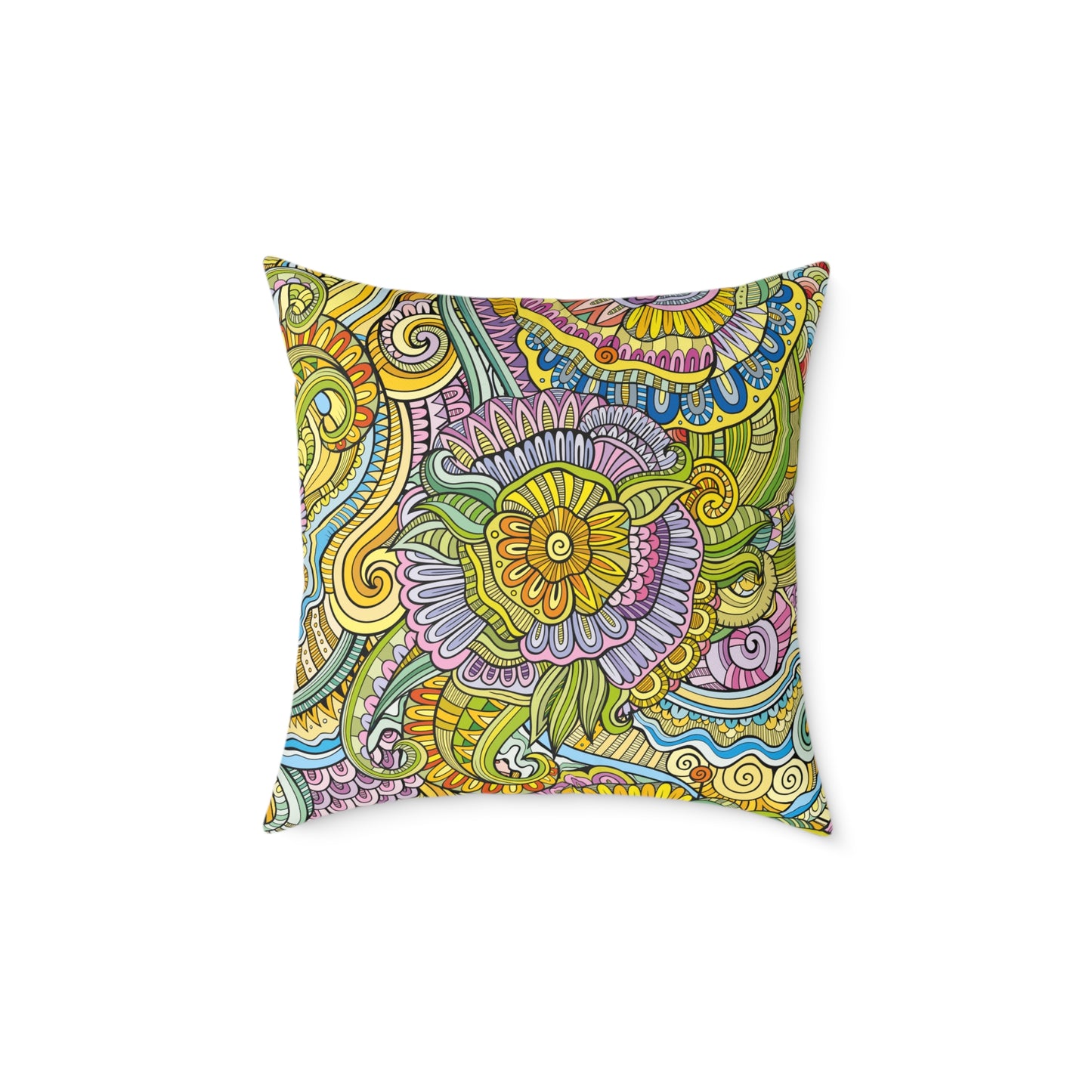 Bohemian Style Square Canvas Pillow; Colorful Mixed Mosiac Style Pillow, Sofa Pillow, Home Decor, Housewarming Gift