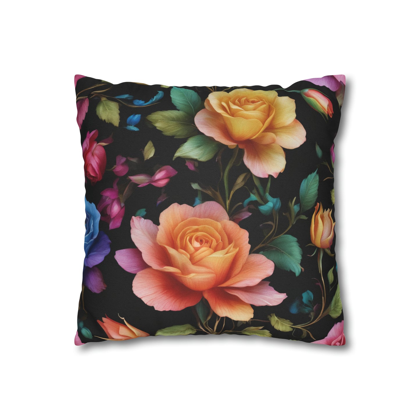 Midnight Roses Square Pillow Case