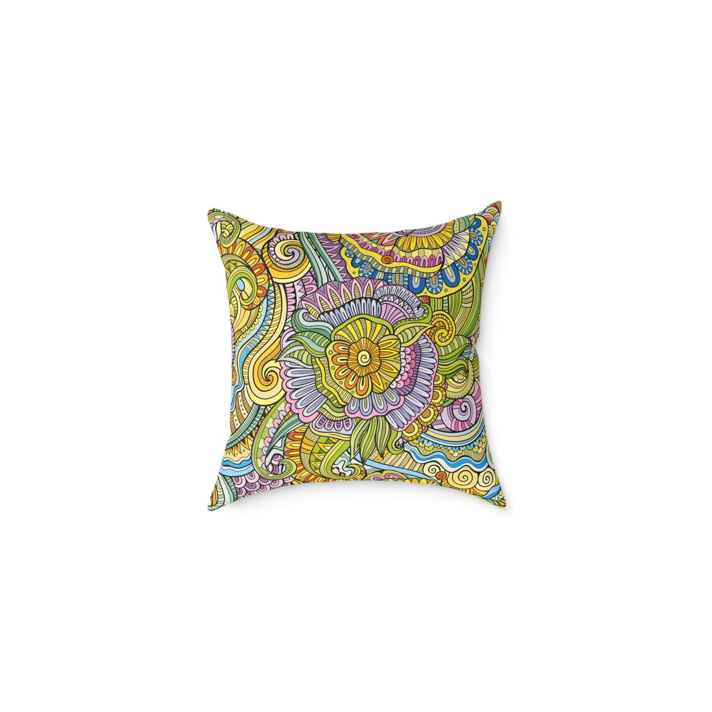 Bohemian Style Square Canvas Pillow; Colorful Mixed Mosiac Style Pillow, Sofa Pillow, Home Decor, Housewarming Gift