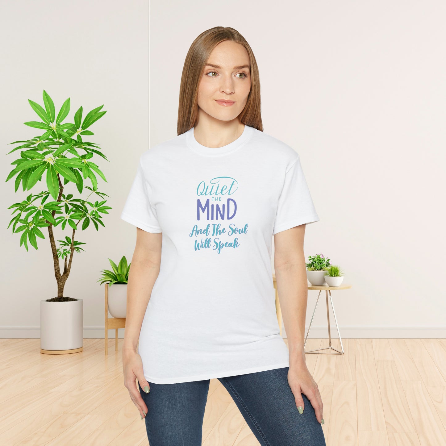 Motivational T-Shirt Gift Meditation Quote Gift Quiet the Mind, Let the Soul Speak T-shirt Ultra Cotton Tee