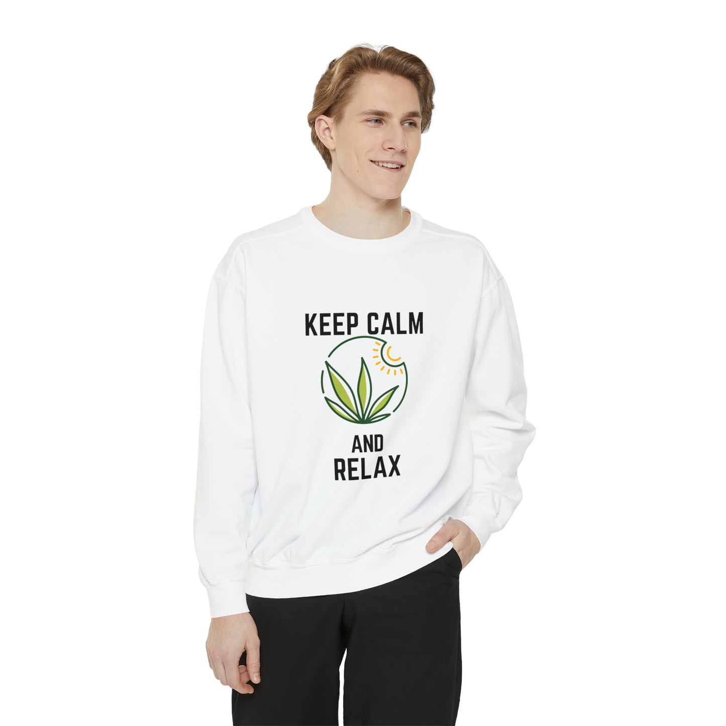 Keep Calm and Relax Cannabis Garment-Dyed Sweatshirt