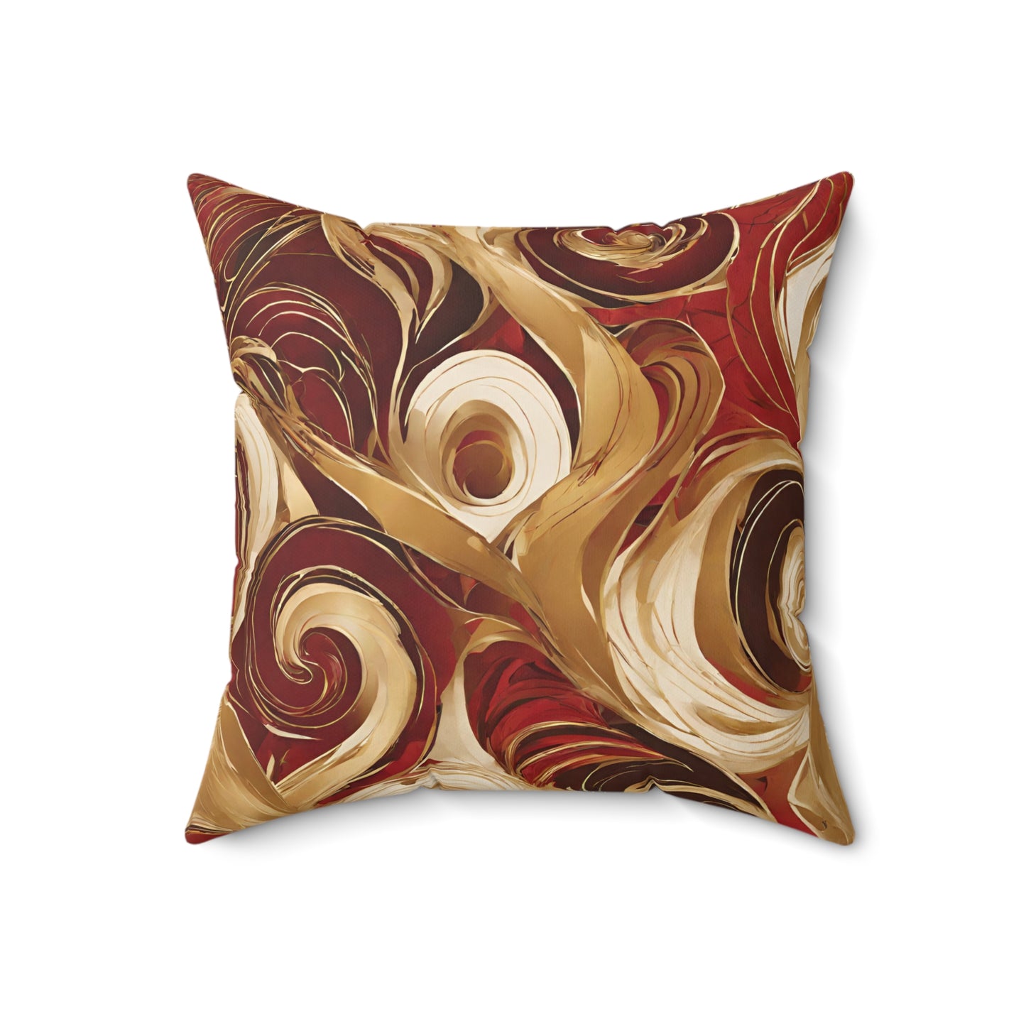 Red Gold Swirl Boho Faux Suede Pillow