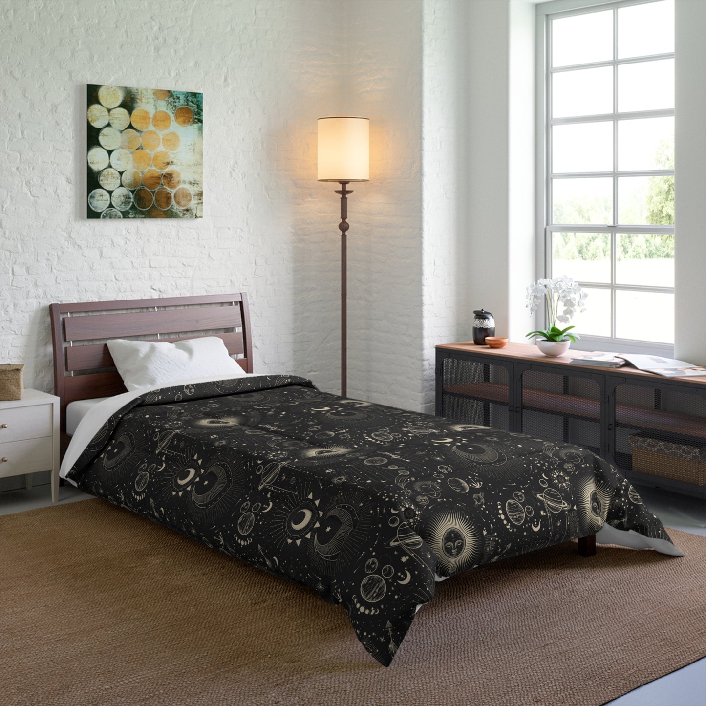 Abstract Dark Boho Comforter for Twin to King size beds