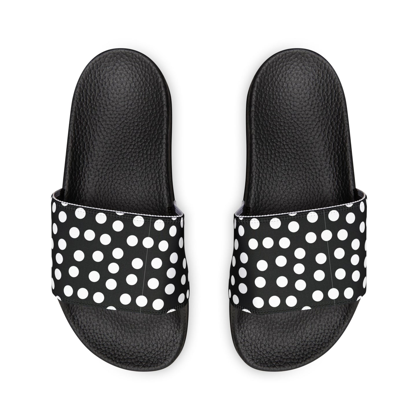 Black and White Women's Slide Sandals, Polka Dot Slides, Summer Slide Sandals