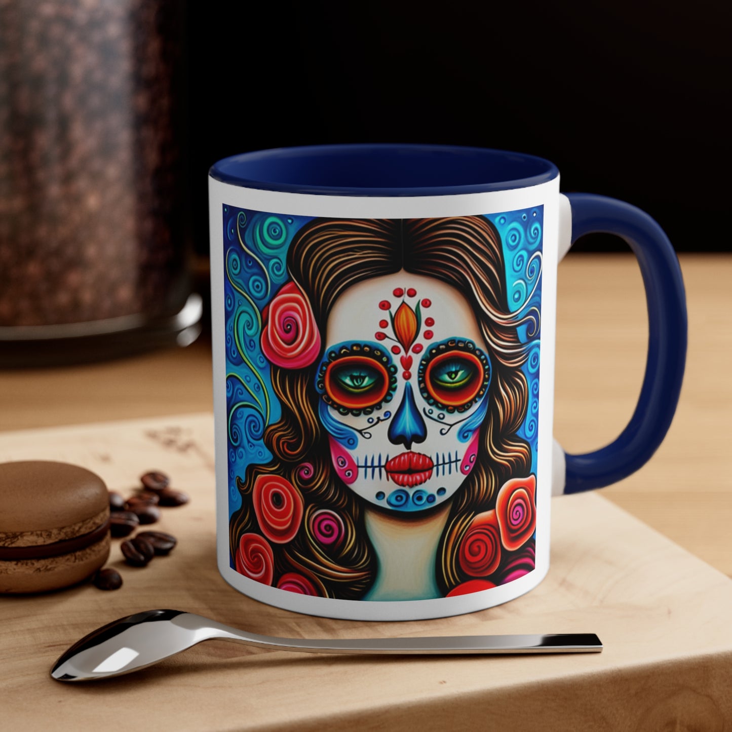 Skull Make-up Face - Accent Coffee Mug, 11oz