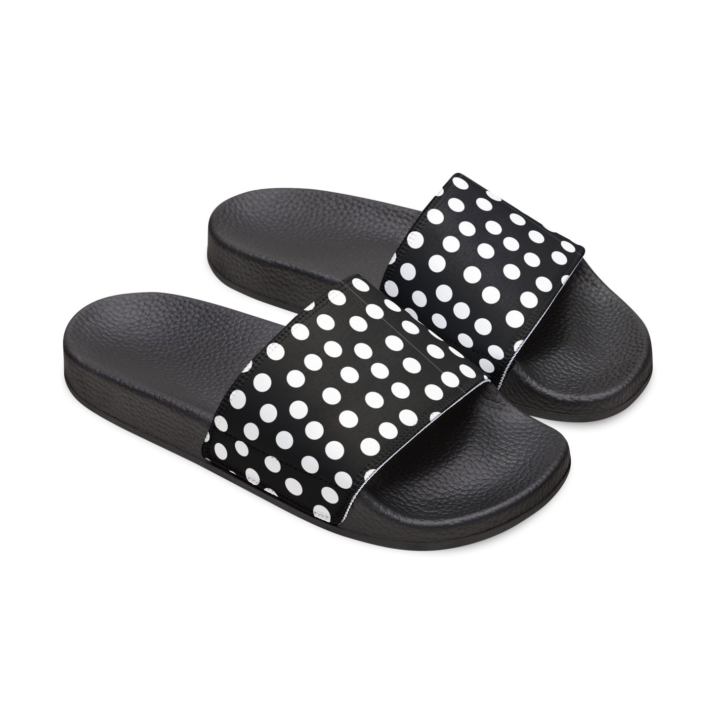 Black and White Women's Slide Sandals, Polka Dot Slides, Summer Slide Sandals