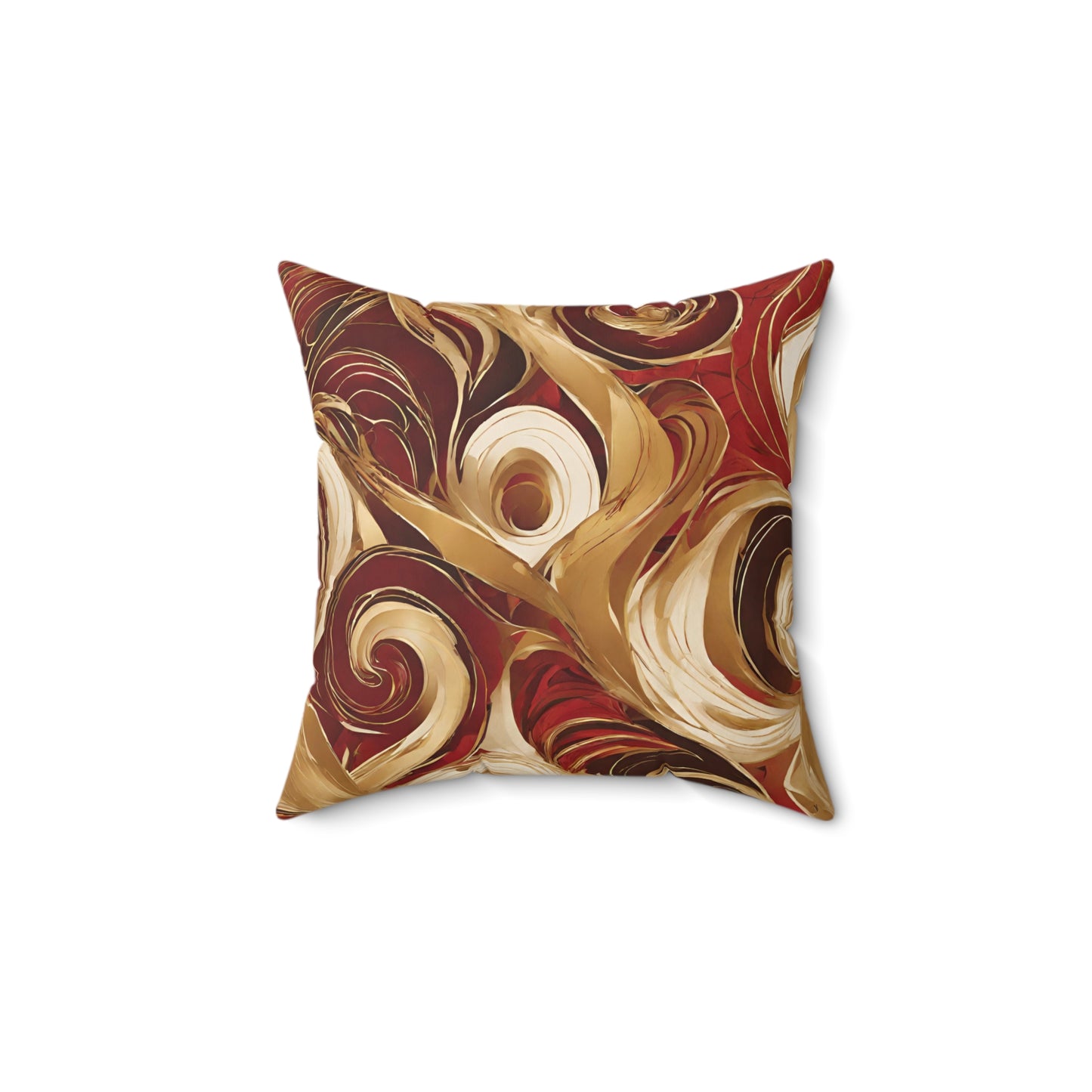 Red Gold Swirl Boho Faux Suede Pillow