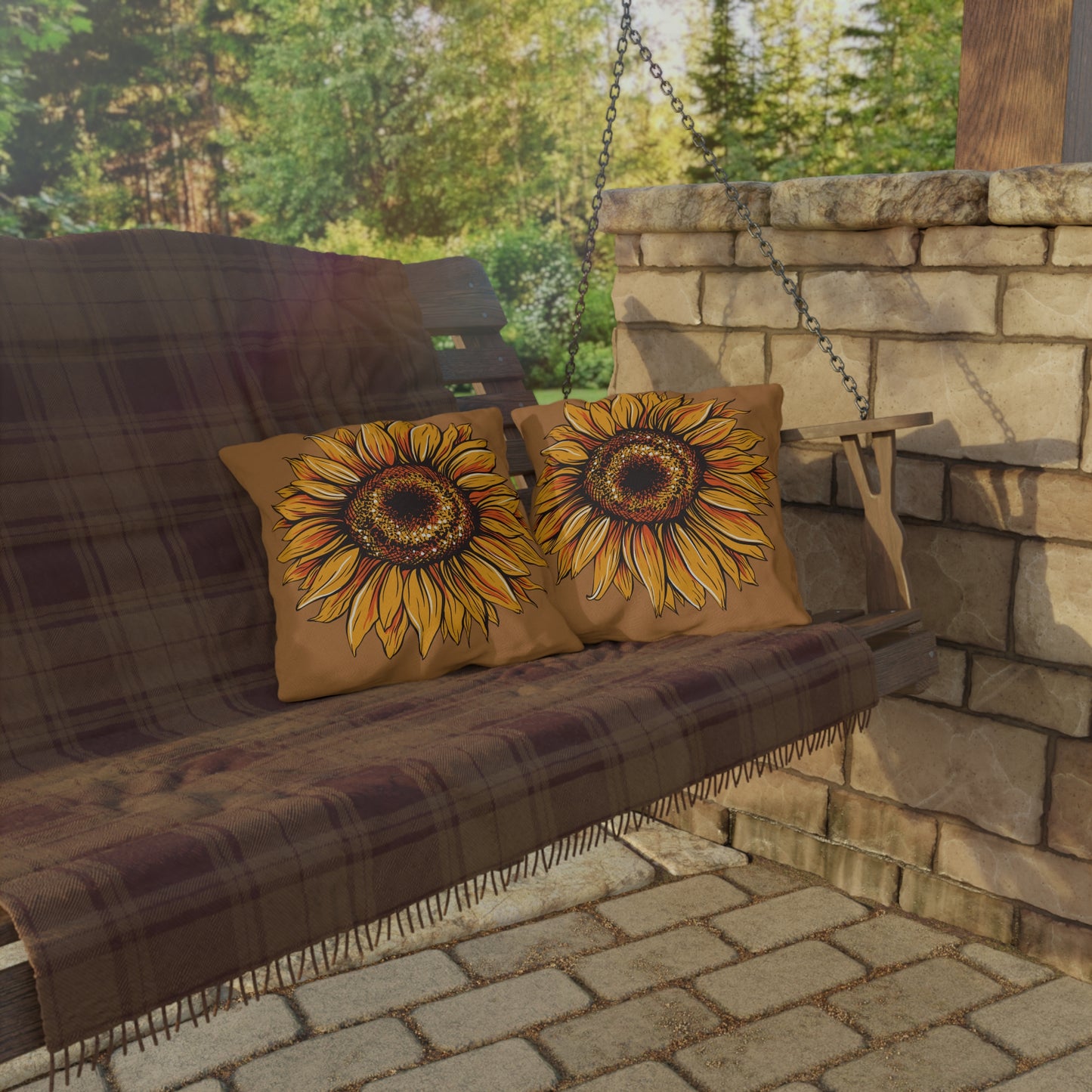 Sunflower Outdoor Pillows, Patio Decor, Housewarming Gift