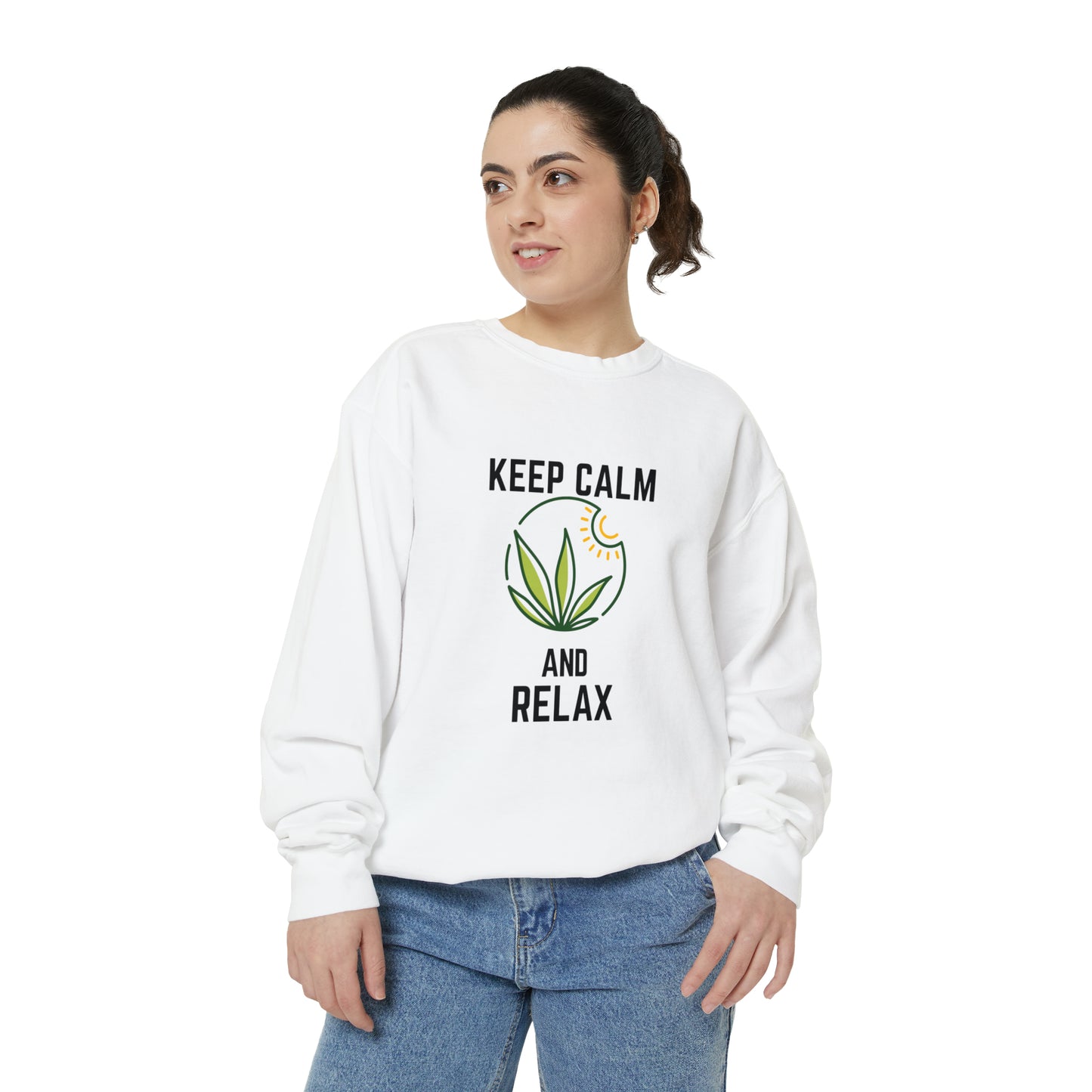 Keep Calm and Relax Cannabis Garment-Dyed Sweatshirt