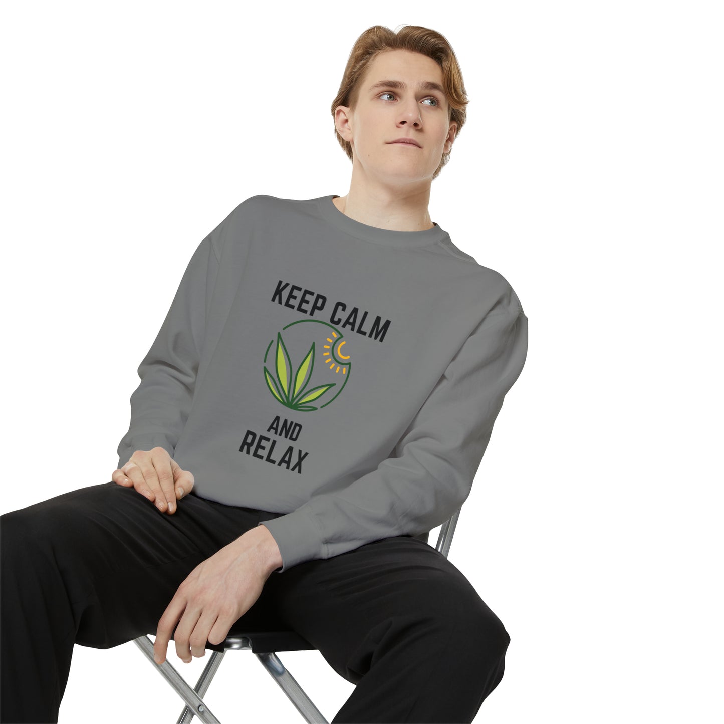 Keep Calm and Relax Cannabis Garment-Dyed Sweatshirt