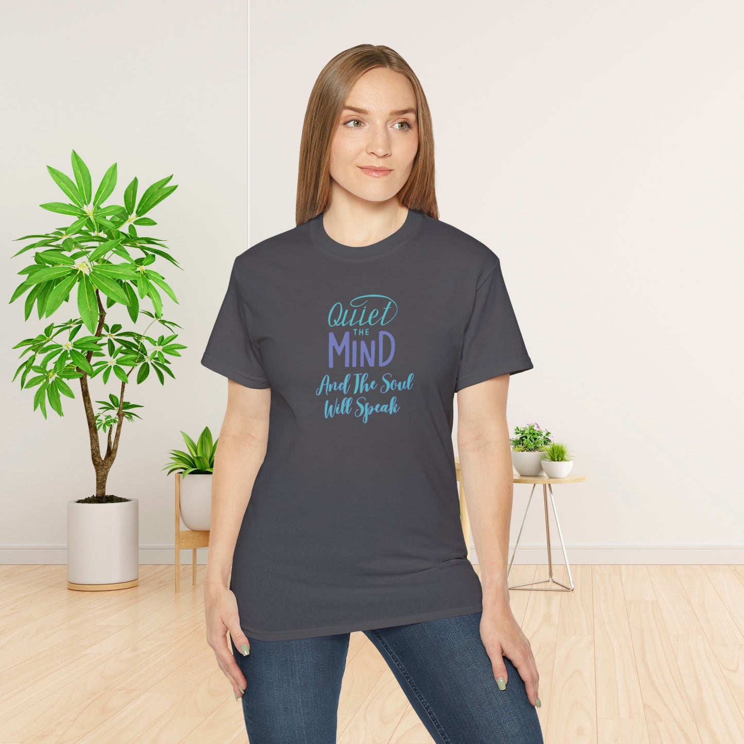 Motivational T-Shirt Gift Meditation Quote Gift Quiet the Mind, Let the Soul Speak T-shirt Ultra Cotton Tee