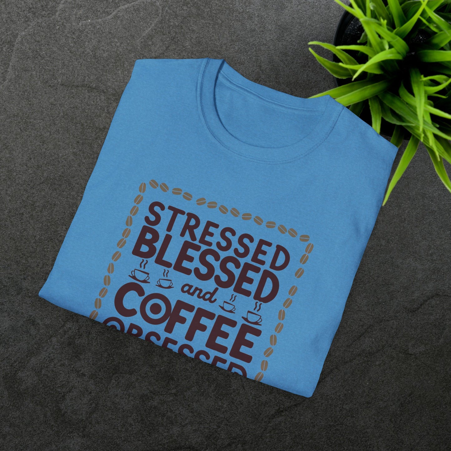 Coffee Lover T-shirt, Stressed Blessed T-shirt, Coffee Obsessed, Unisex Softstyle T-Shirt