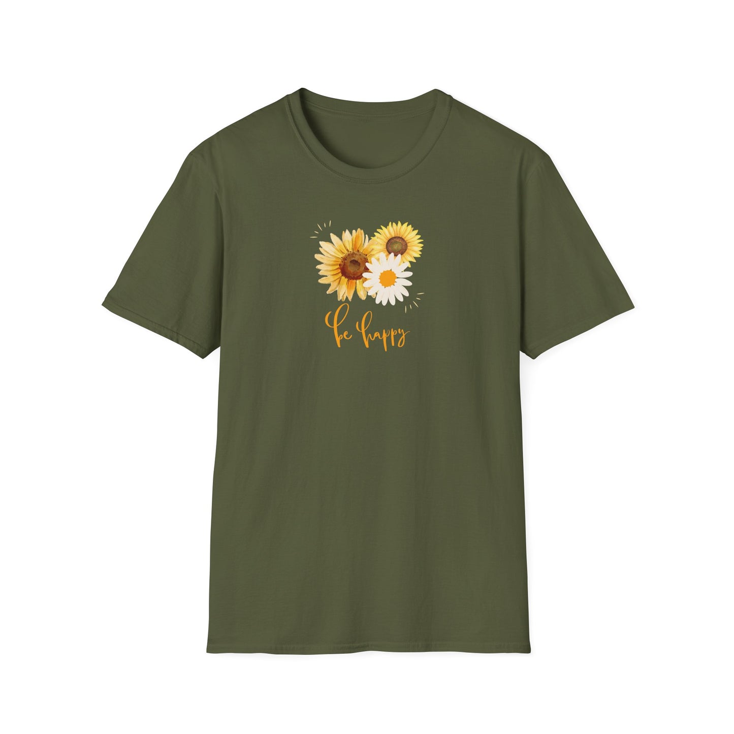 Be Happy Inspiration Gift, Sunflower T-shirt, Spring Gift Unisex Softstyle T-Shirt