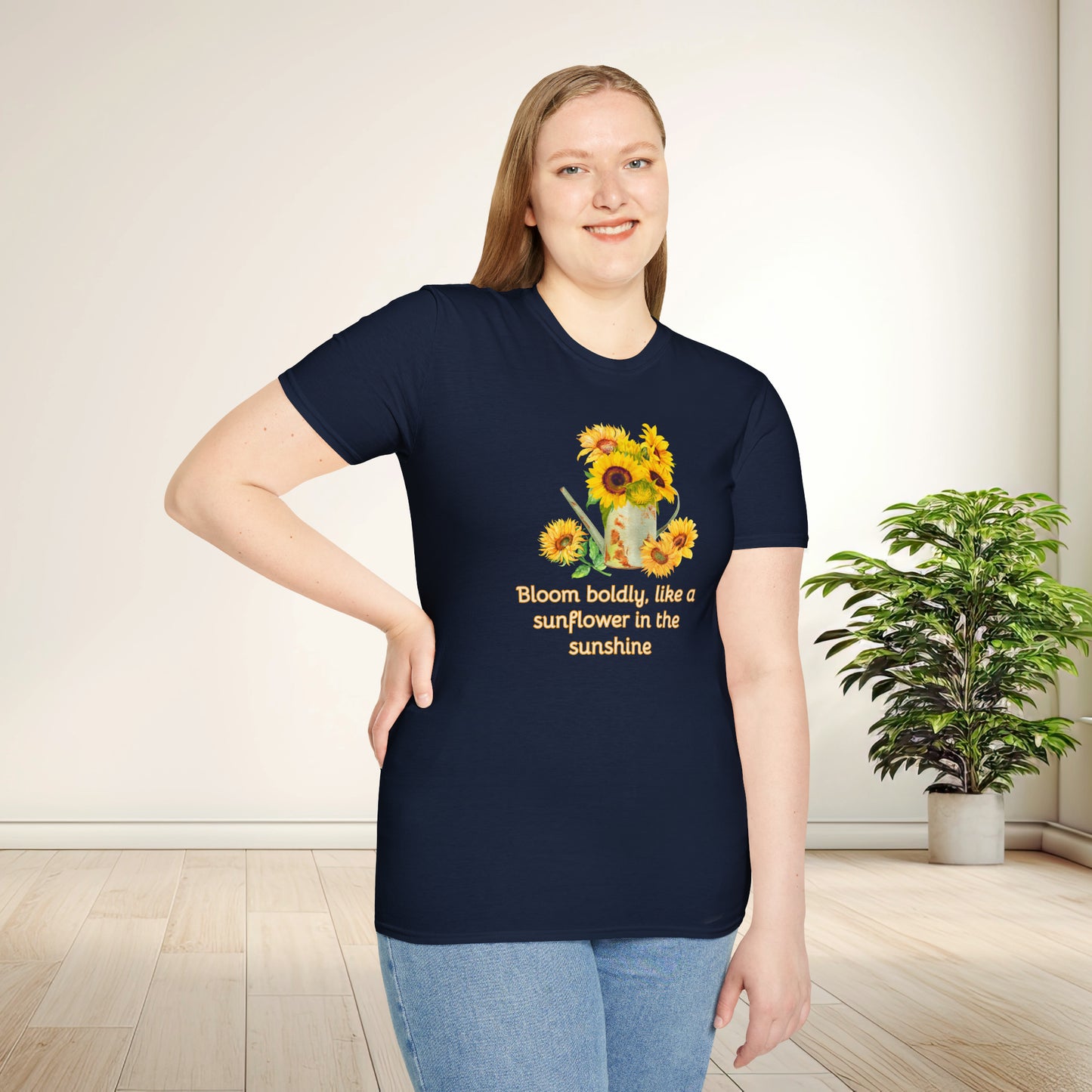 Inspirational T-Shirt Gift Bloom Boldly Sunflower Motivational Shirt