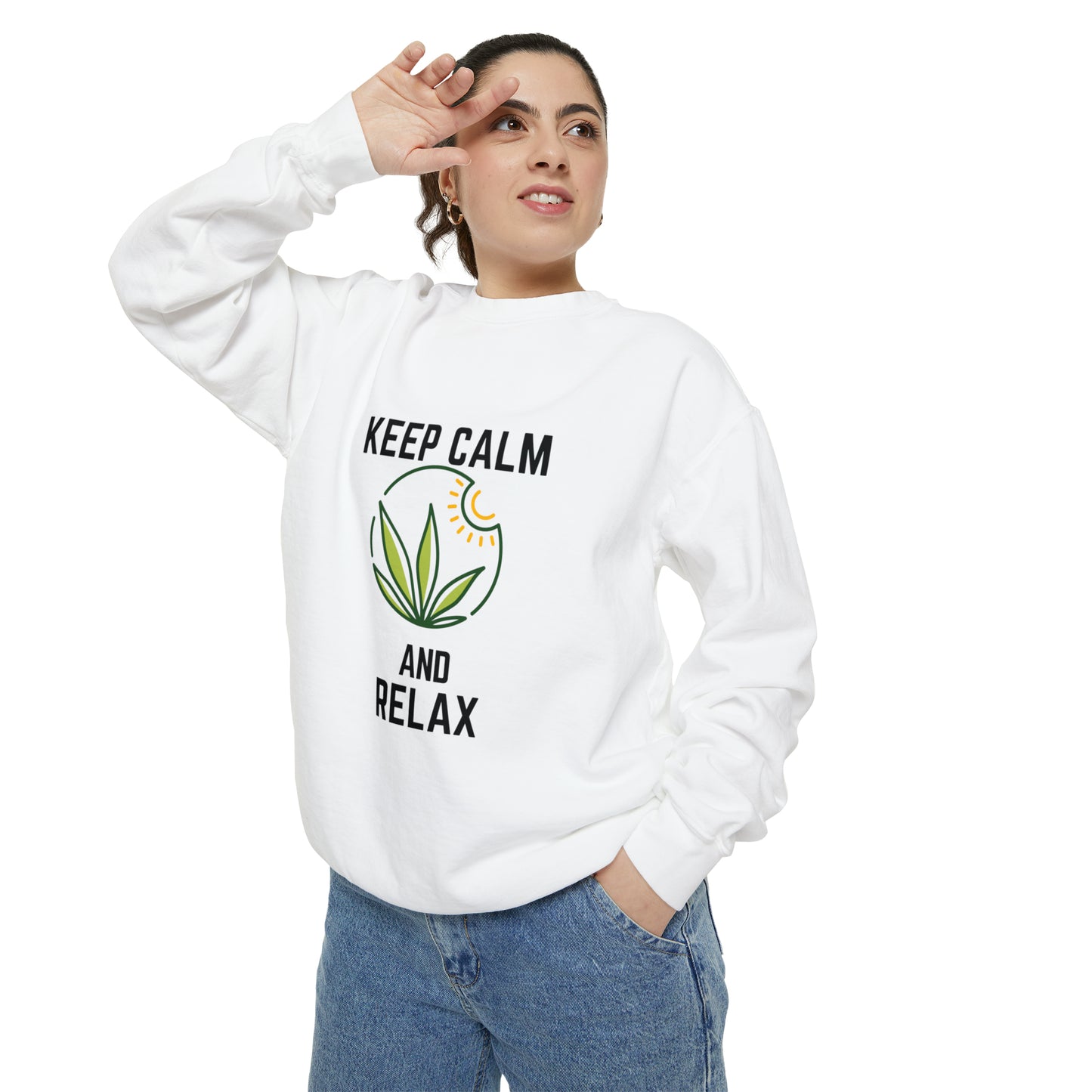 Keep Calm and Relax Cannabis Garment-Dyed Sweatshirt