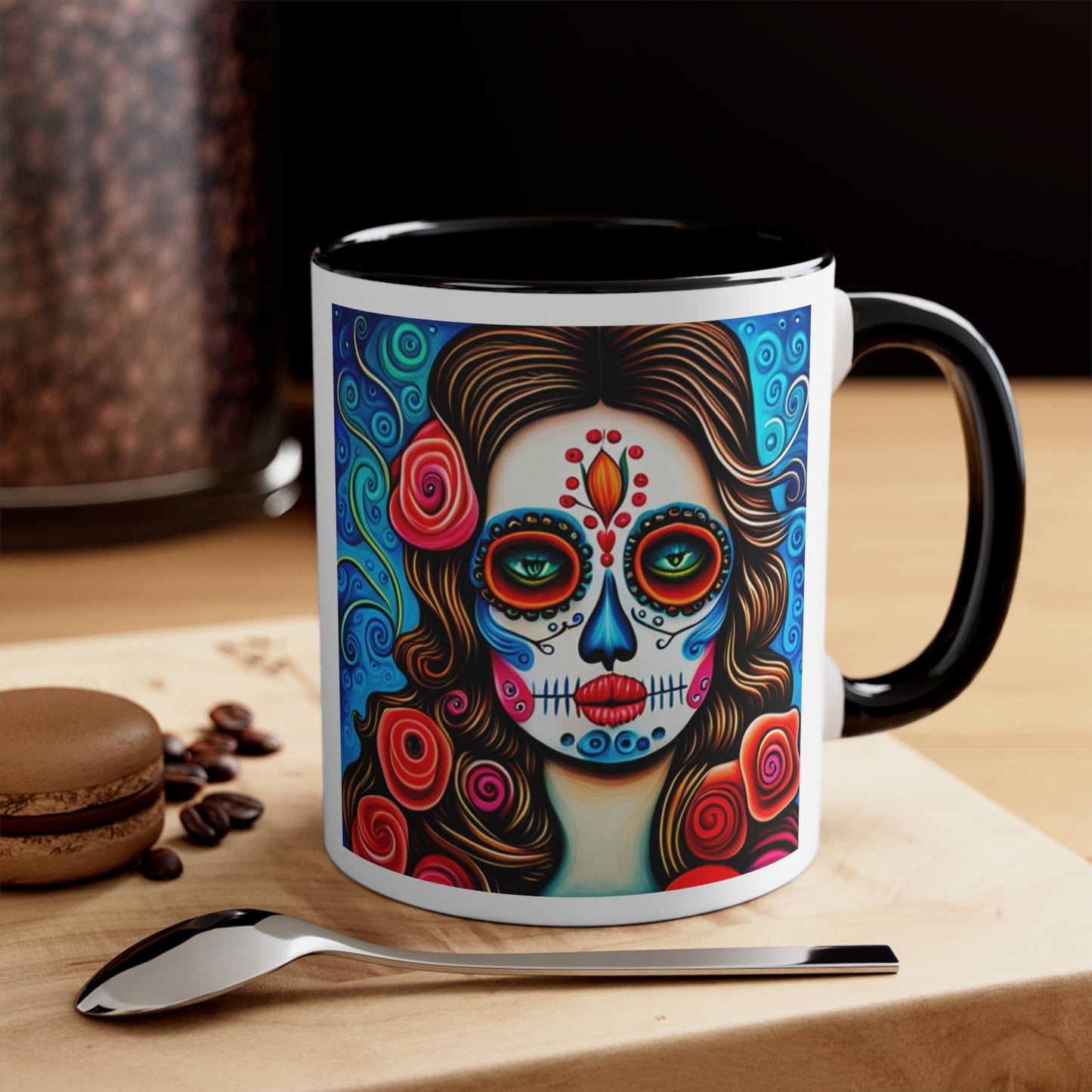 Skull Make-up Face - Accent Coffee Mug, 11oz