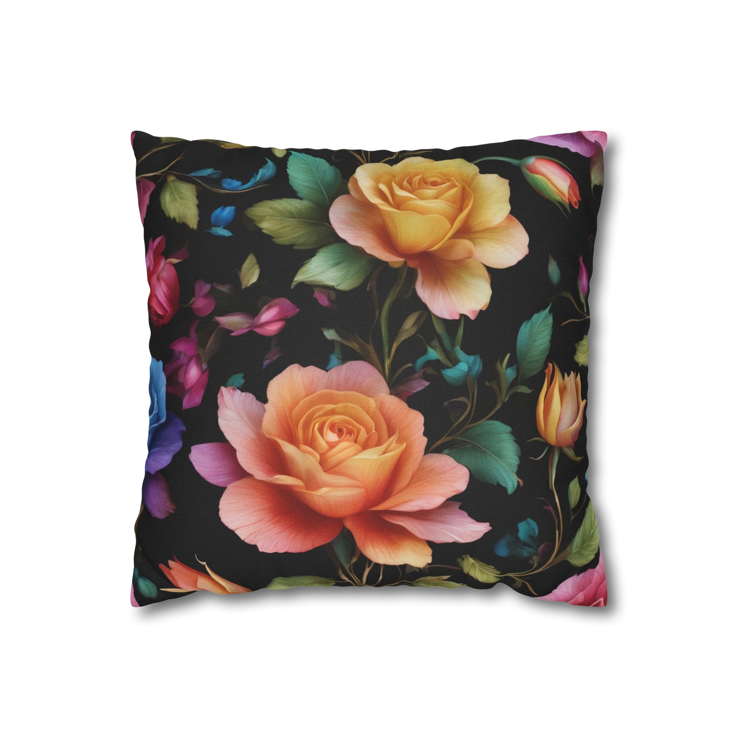 Midnight Roses Square Pillow Case