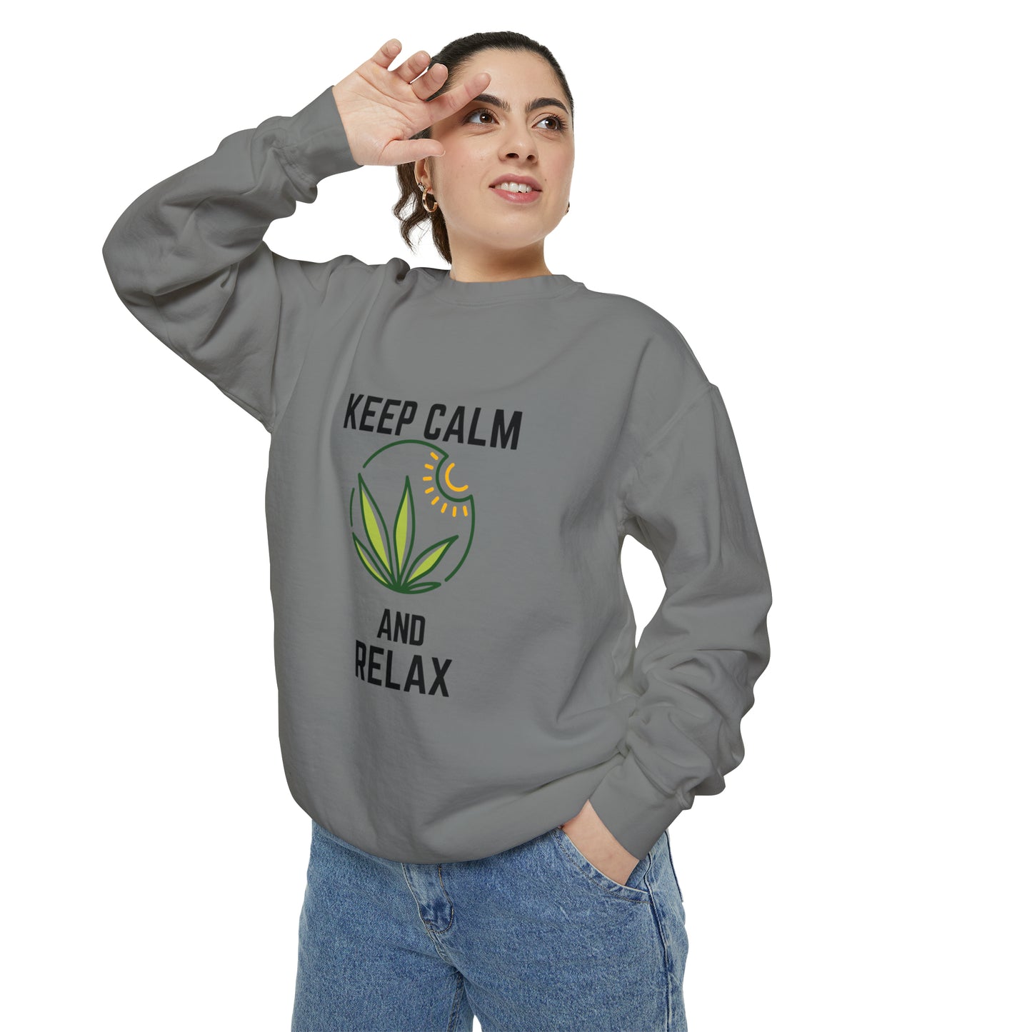 Keep Calm and Relax Cannabis Garment-Dyed Sweatshirt