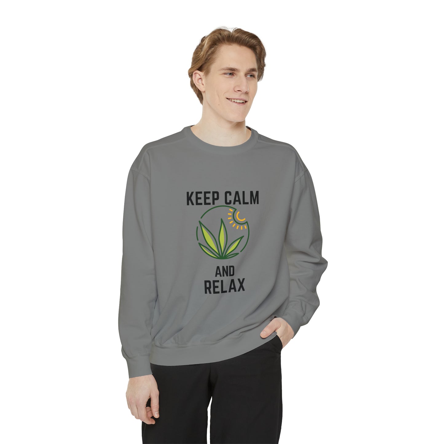 Keep Calm and Relax Cannabis Garment-Dyed Sweatshirt