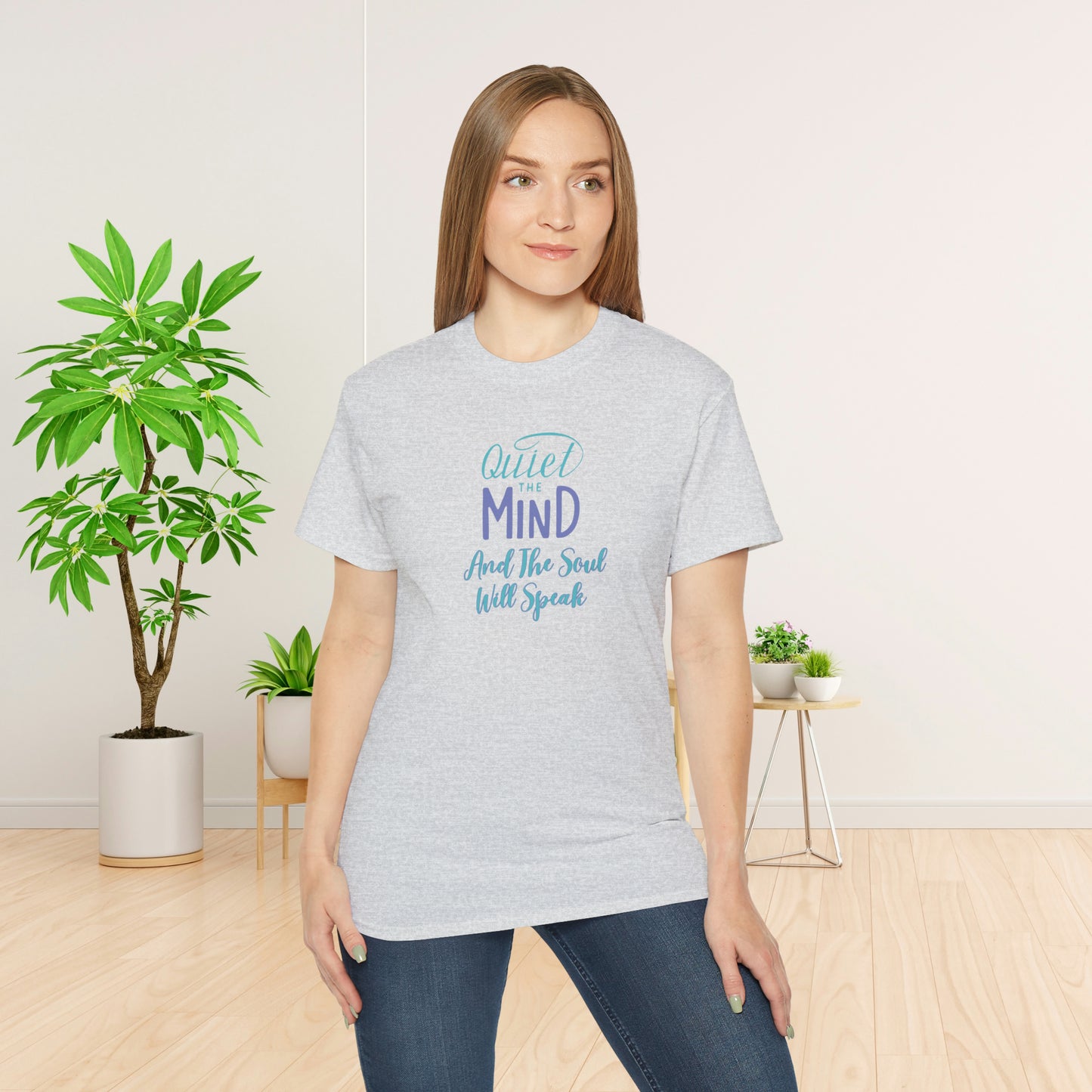 Motivational T-Shirt Gift Meditation Quote Gift Quiet the Mind, Let the Soul Speak T-shirt Ultra Cotton Tee