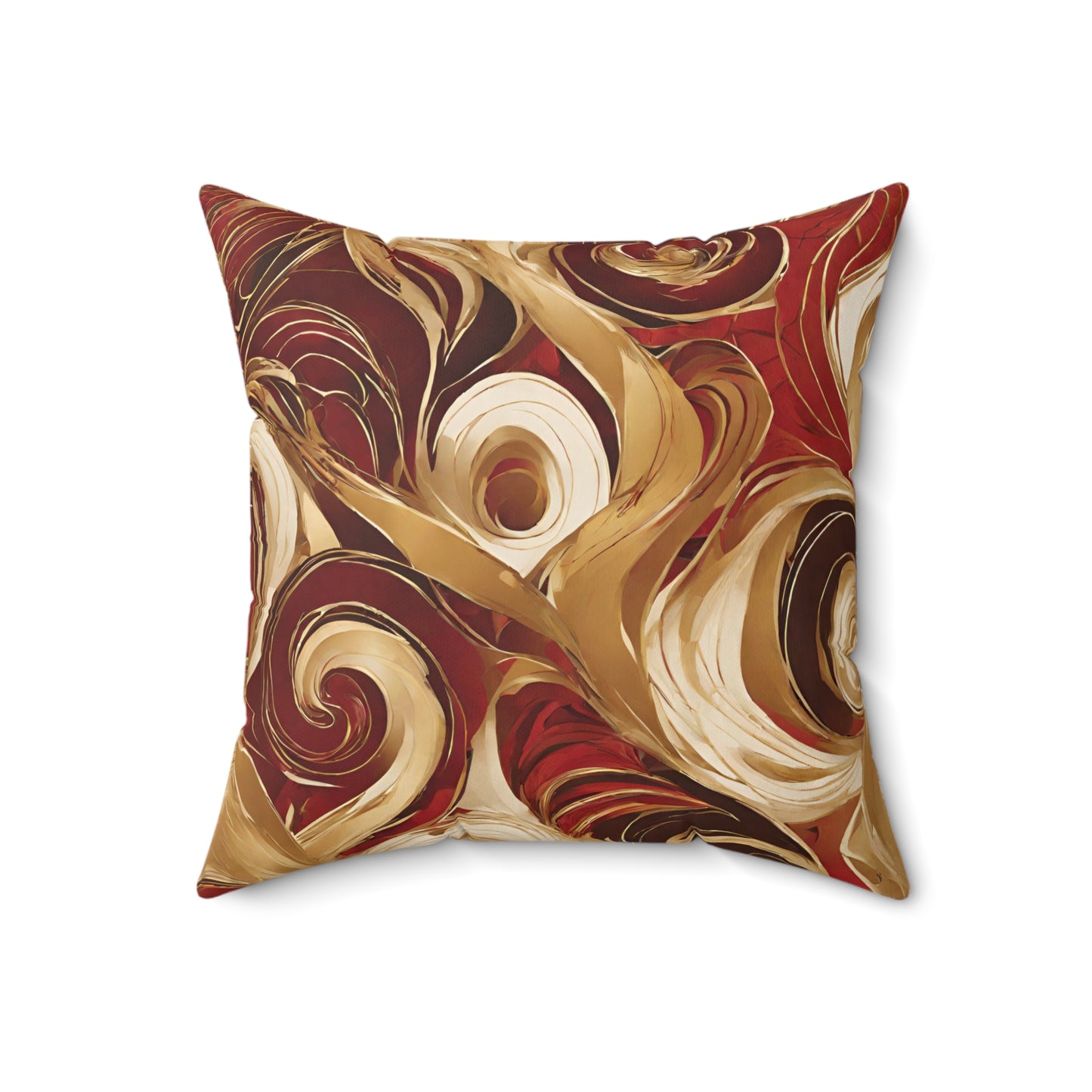 Red Gold Swirl Boho Faux Suede Pillow