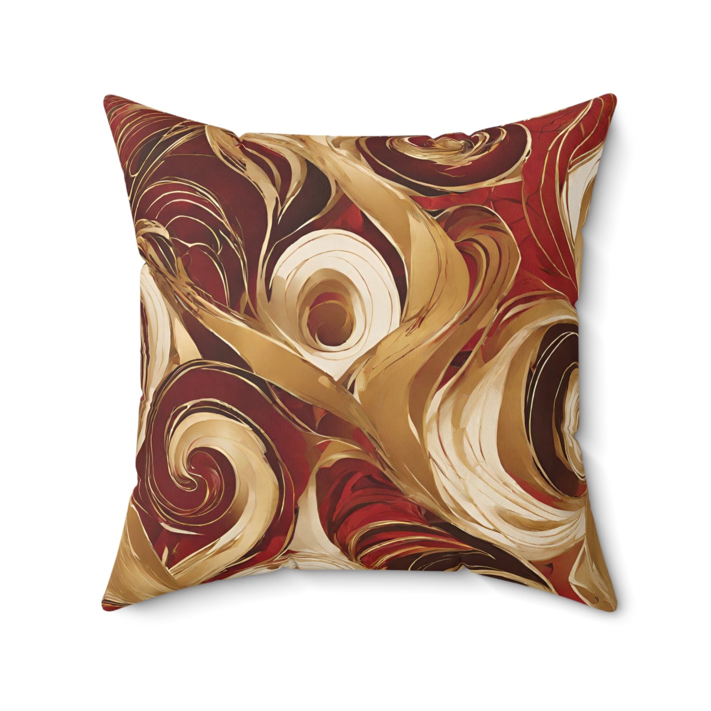 Red Gold Swirl Boho Faux Suede Pillow