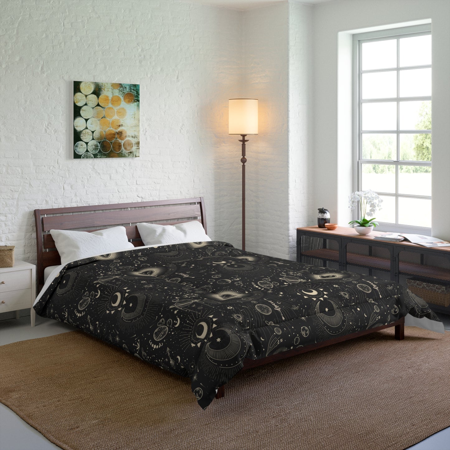 Abstract Dark Boho Comforter for Twin to King size beds