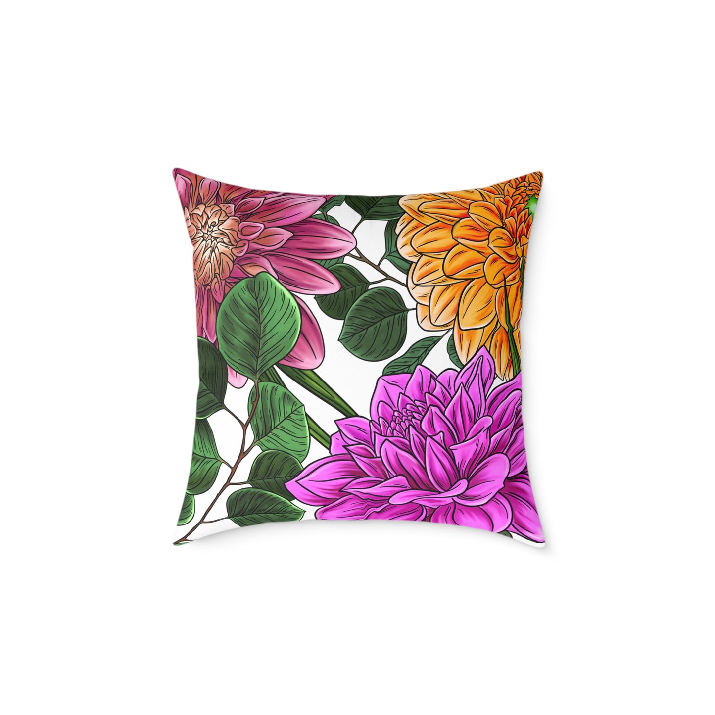 Big Flowers Square Canvas Pillow, Sofa Pillow, Home Decor, Flower Decorator Pillow