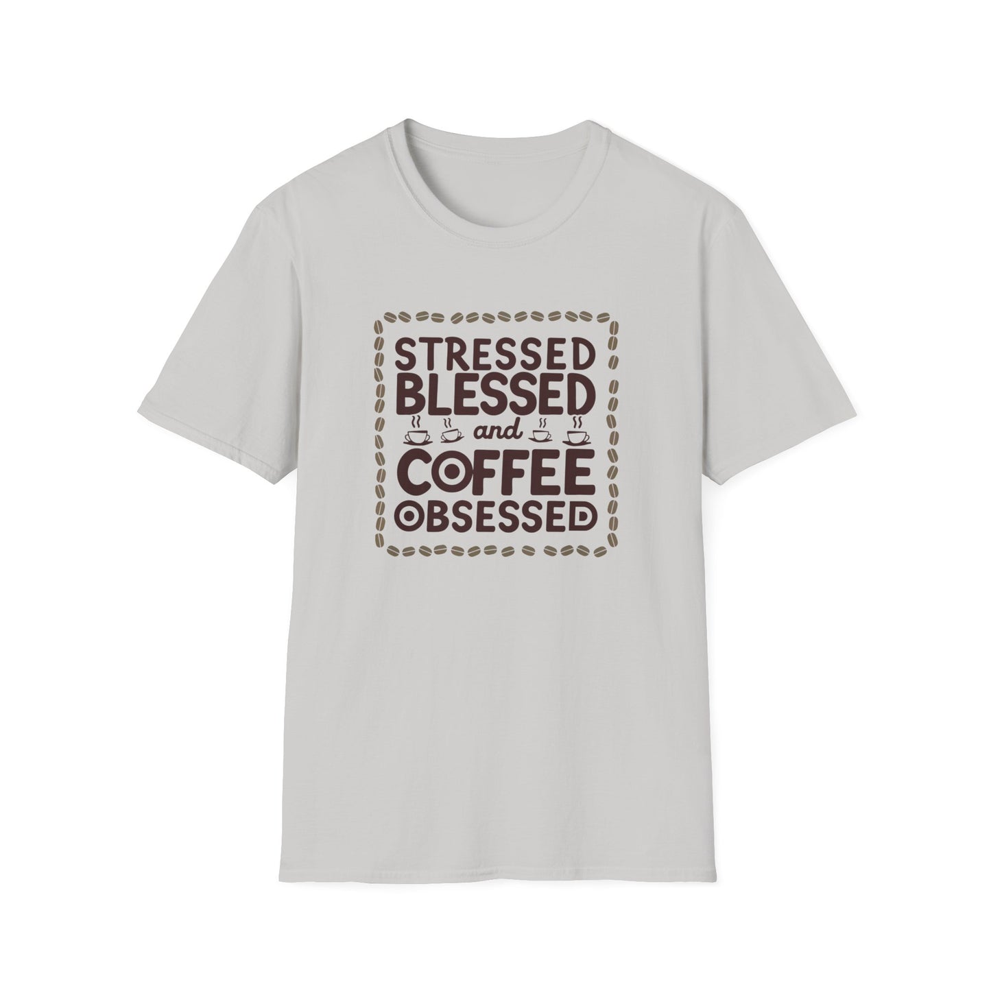 Coffee Lover T-shirt, Stressed Blessed T-shirt, Coffee Obsessed, Unisex Softstyle T-Shirt