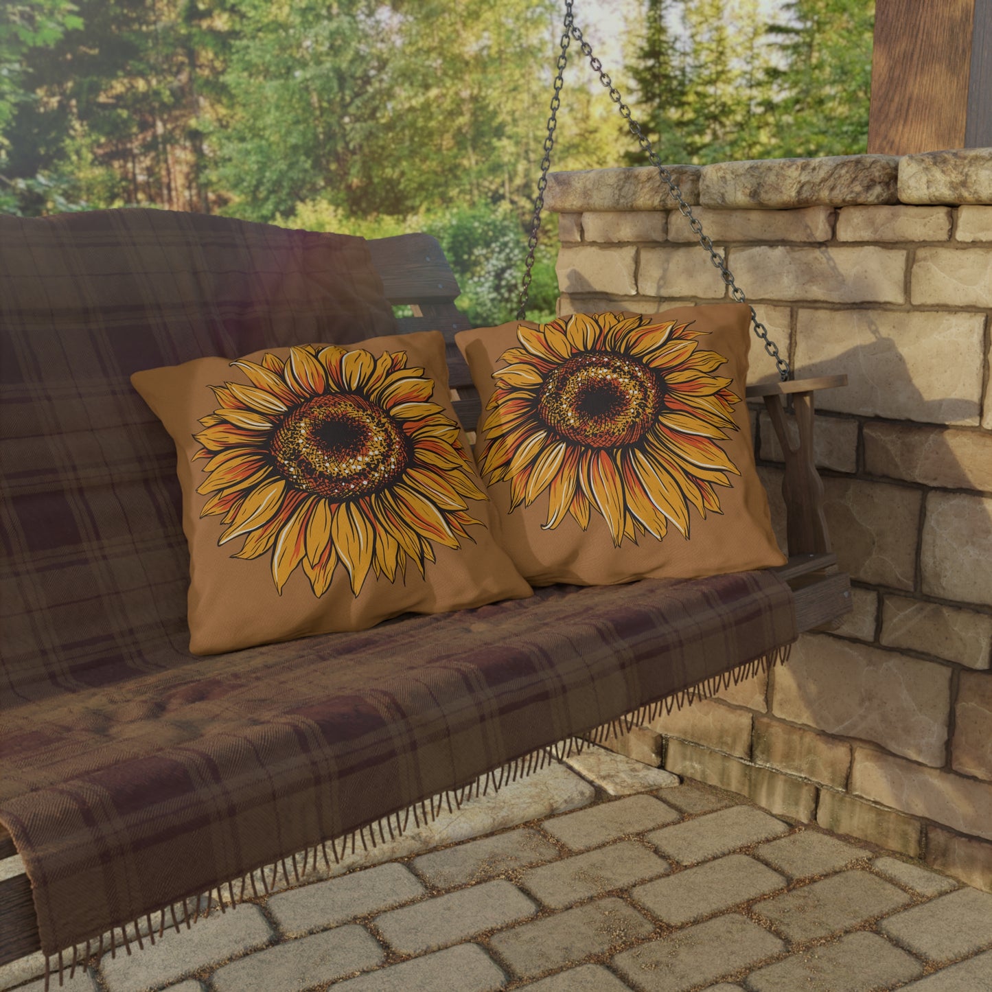 Sunflower Outdoor Pillows, Patio Decor, Housewarming Gift