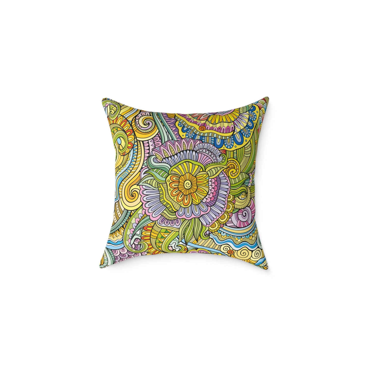 Bohemian Style Square Canvas Pillow; Colorful Mixed Mosiac Style Pillow, Sofa Pillow, Home Decor, Housewarming Gift