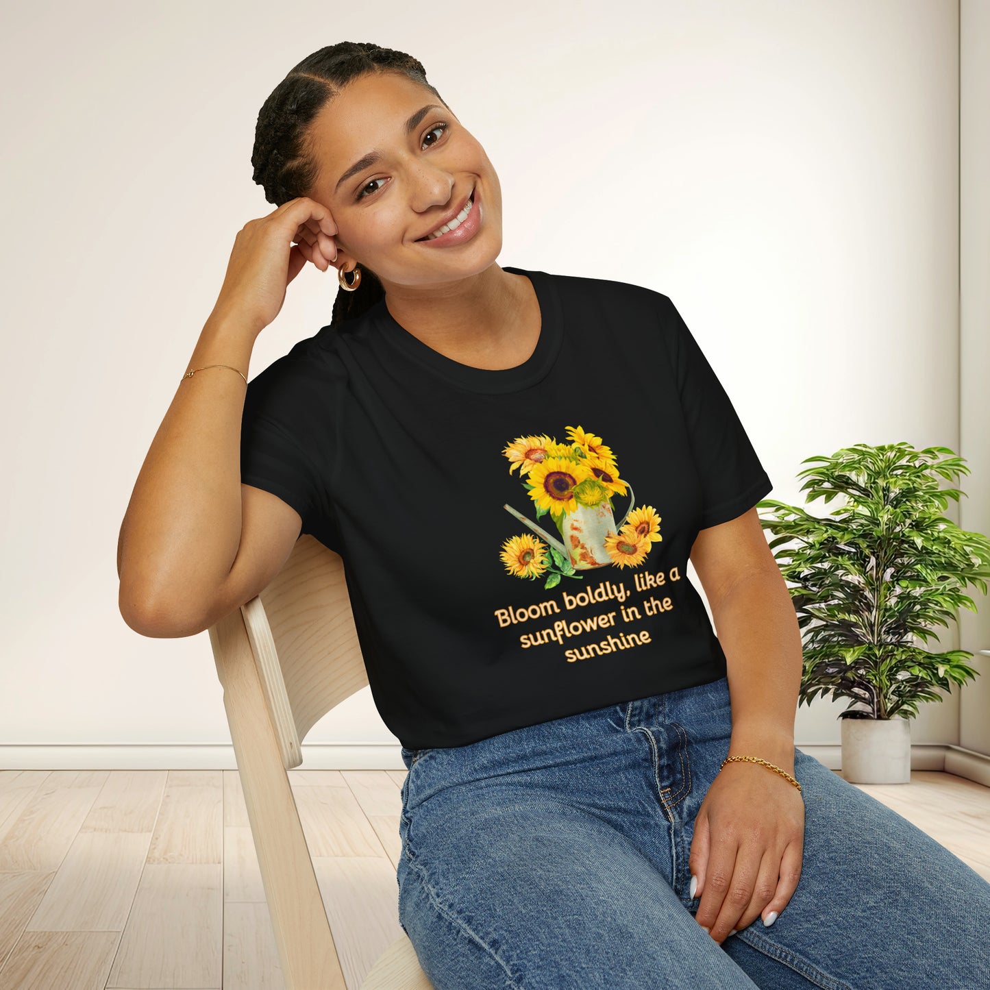 Inspirational T-Shirt Gift Bloom Boldly Sunflower Motivational Shirt