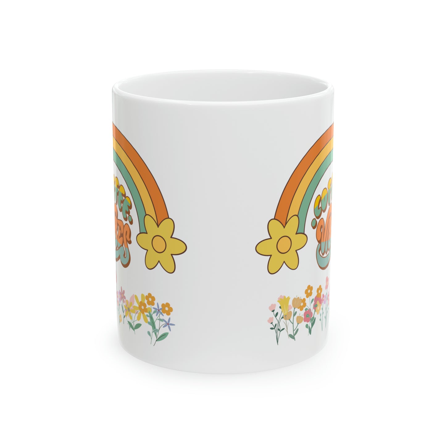 Coffee Lover Gift Flower Coffee Vibes Ceramic Mug, 11oz