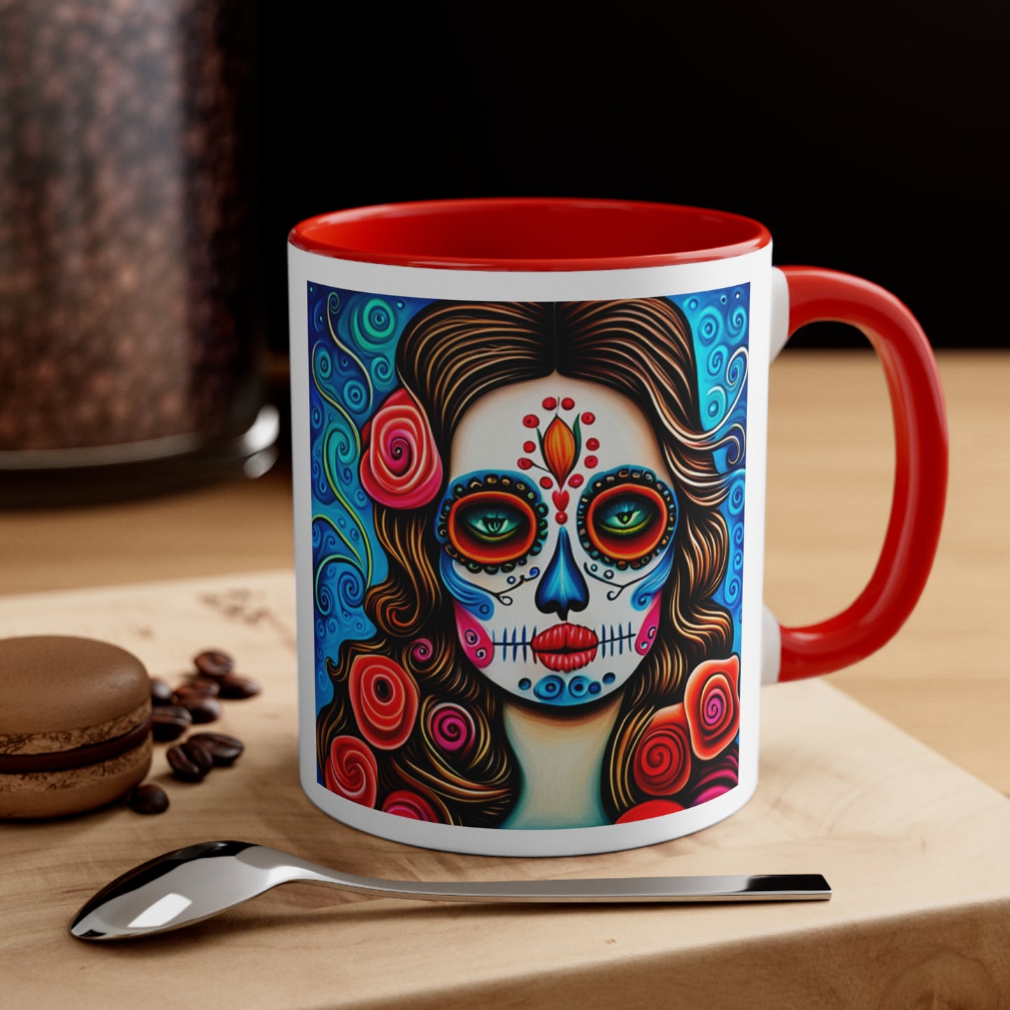 Skull Make-up Face - Accent Coffee Mug, 11oz