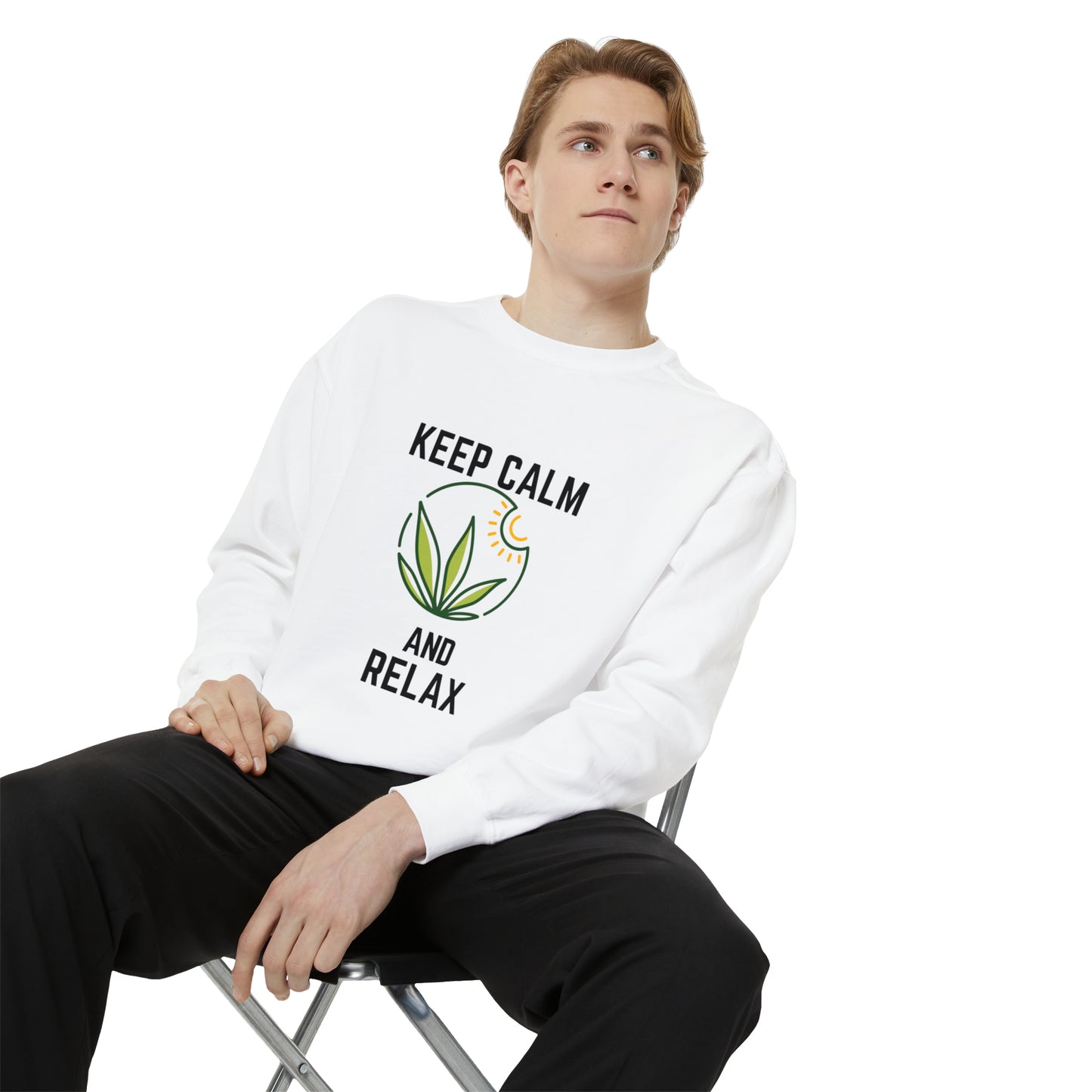 Keep Calm and Relax Cannabis Garment-Dyed Sweatshirt