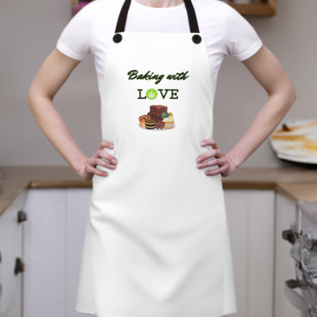 Baking with Love Apron Gift, Cannabis Apron, Kitchen Apron Gift