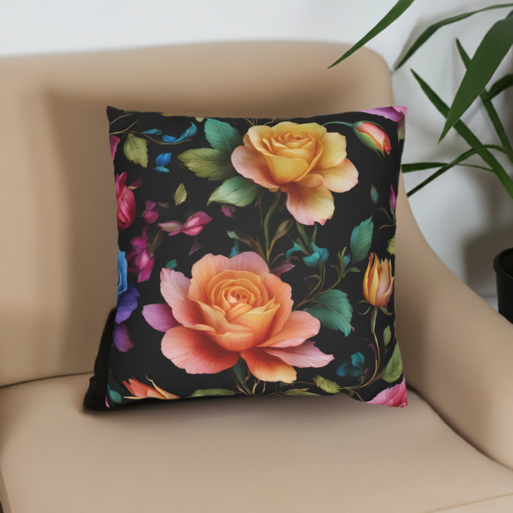 Midnight Roses Square Pillow Case